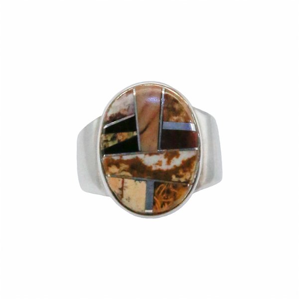 Closeup photo of TSF Sterling Silver Multi Stone Men’s Ring