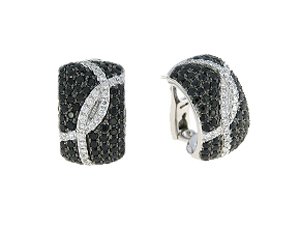 Black Sapphire & Diamond 18K WG Earrings