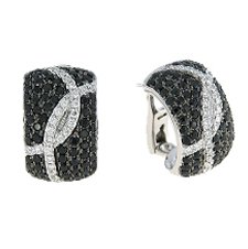 Closeup photo of Black Sapphire & Diamond 18K WG Earrings