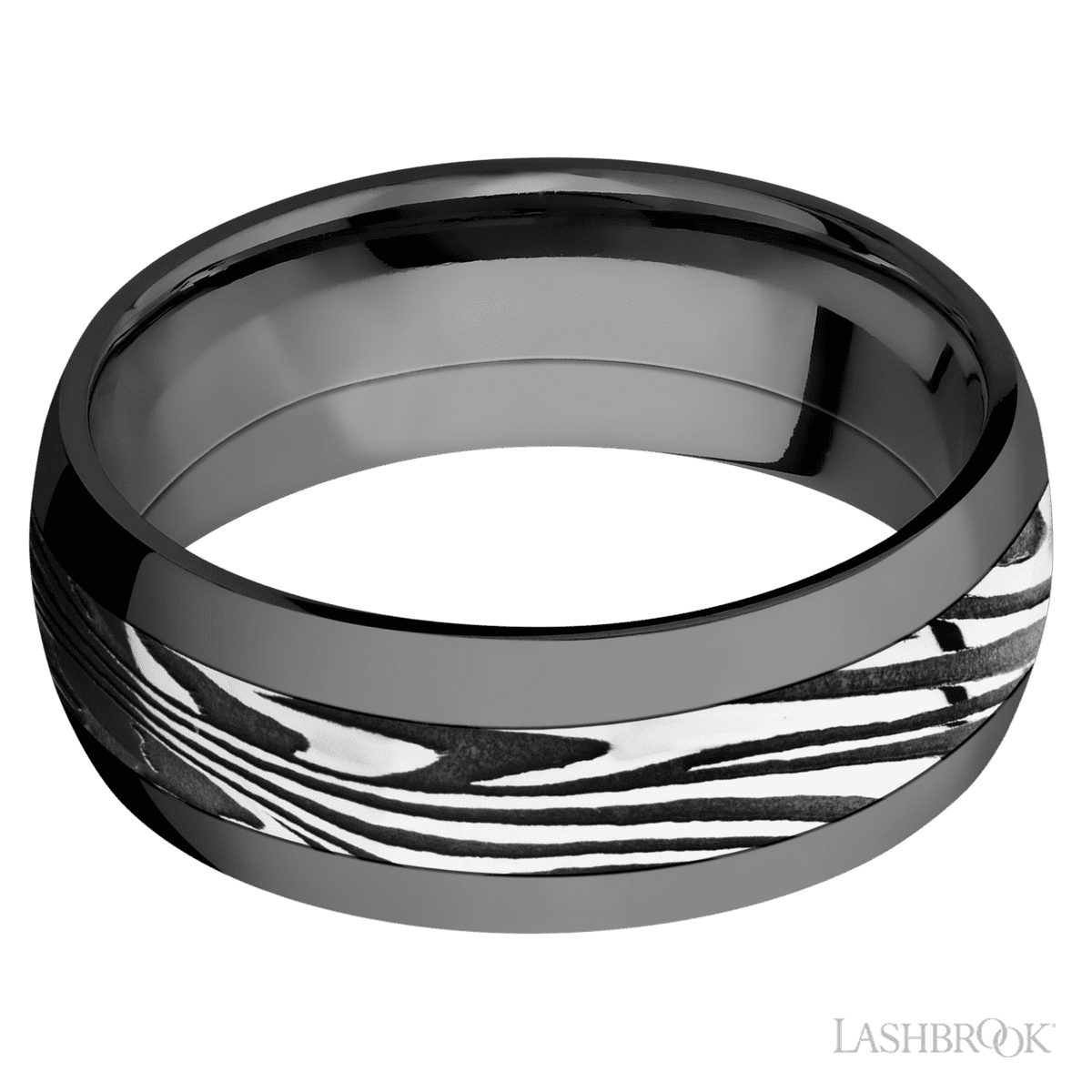 Zirconium with Damascus Inlay Ring