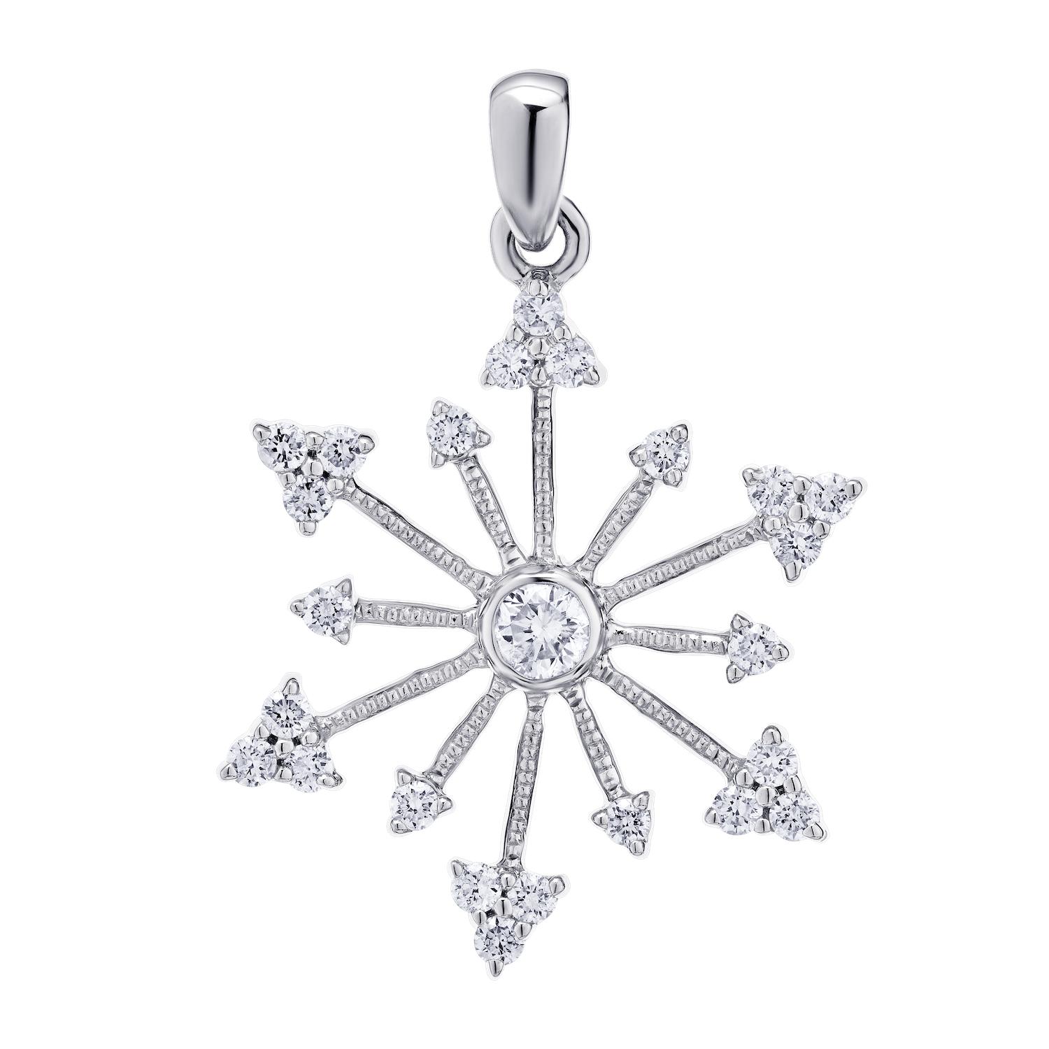 .33ct Diamonds - Pendant only, chain not included 14KW Diamond .33 Snowflake Pendant