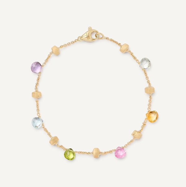 Closeup photo of 18K Yellow Gold Single-Strand Gemstone Bracelet