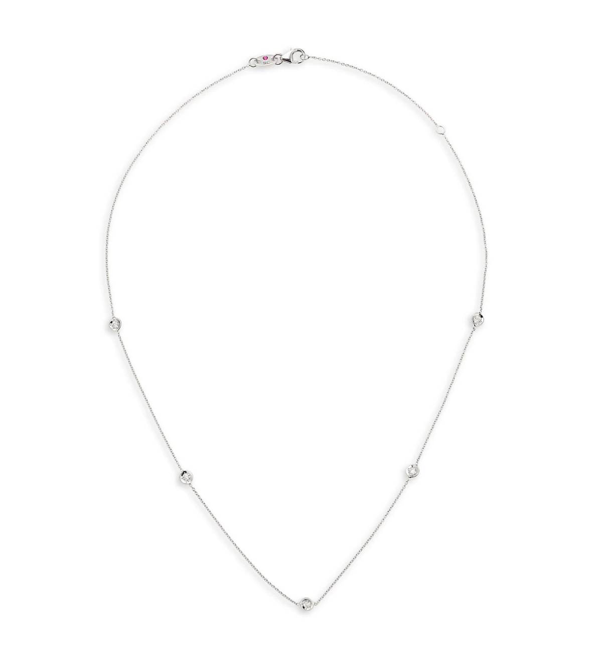 18K WG Diamonds By the Inch Round Link Necklace