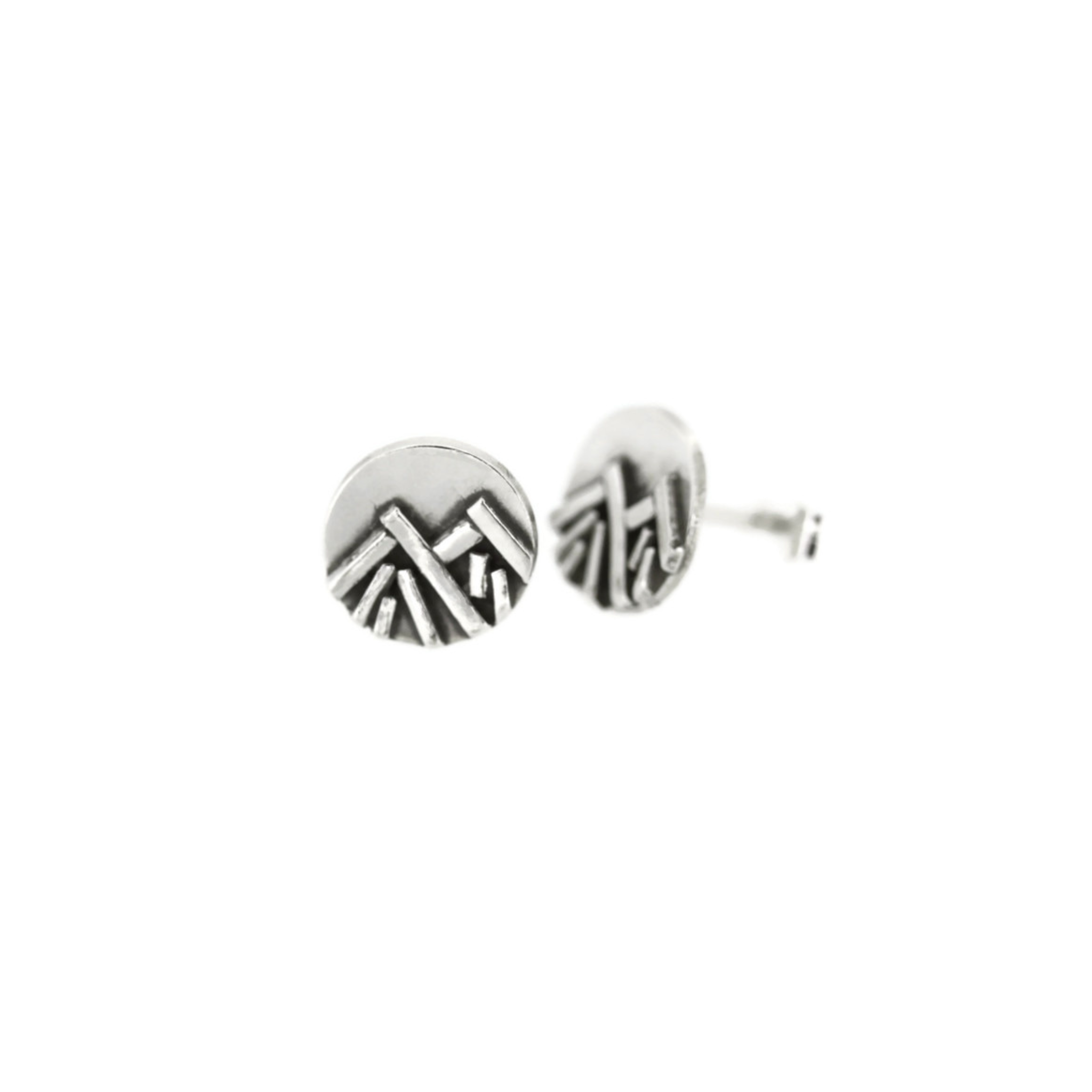 Mountain Circle Winter Stud Sterling Silver Earrings