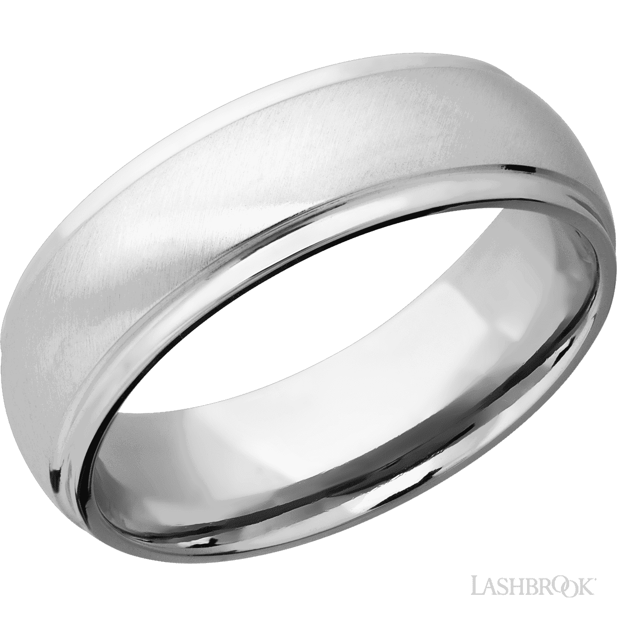 Cobalt chrome 7mm ring, stepped down edges (polished, center is satin finish. (If your size is not currently available we will order your Lashbrook ring, shipping will take approximately 4 - 6 weeks.) Feel free to email or call us for a specific size or customization. Cobalt Chrome Stepped Down Edges Ring