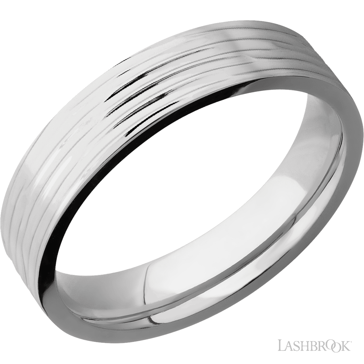 Cobalt chrome ring with tree bark engraved, 5mm in width. Flat band, polish finish.(If your size is not currently available we will order your Lashbrook ring, shipping will take approximately 4 - 6 weeks.) Feel free to email or call us for a specific size or customization. Cobalt Chrome Treebark Ring