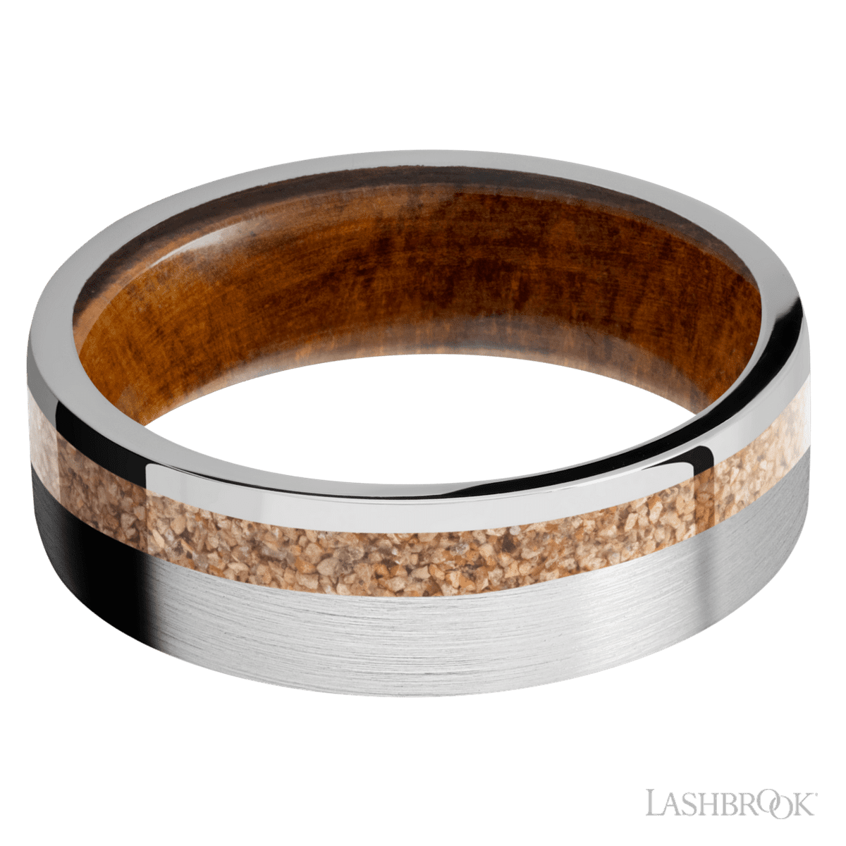 Cobalt Chrome Ring with Dino Bone Inlay & a Hardwood Sleeve.