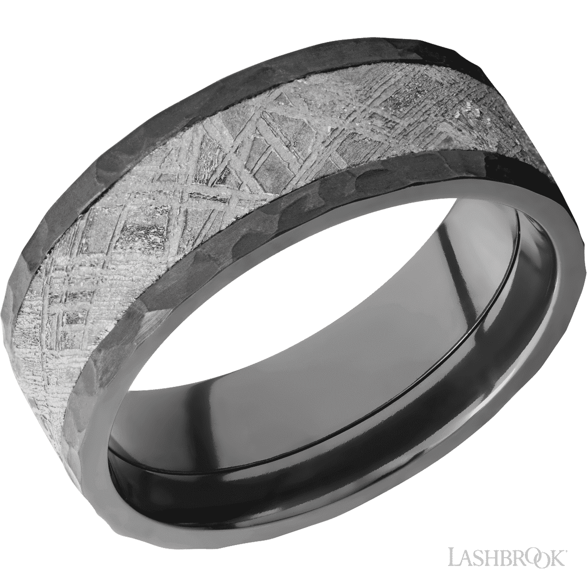 Zirconium Meteorite Inlay Ring