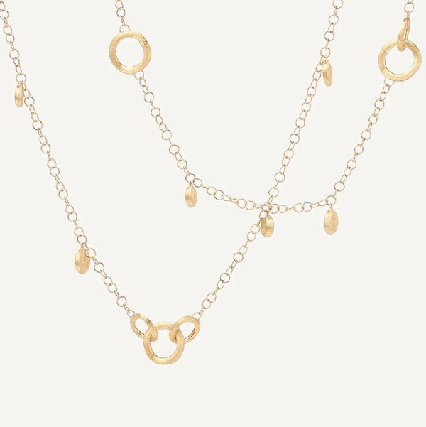 Closeup photo of 18K Yellow Gold Link and Charm Necklace, Long