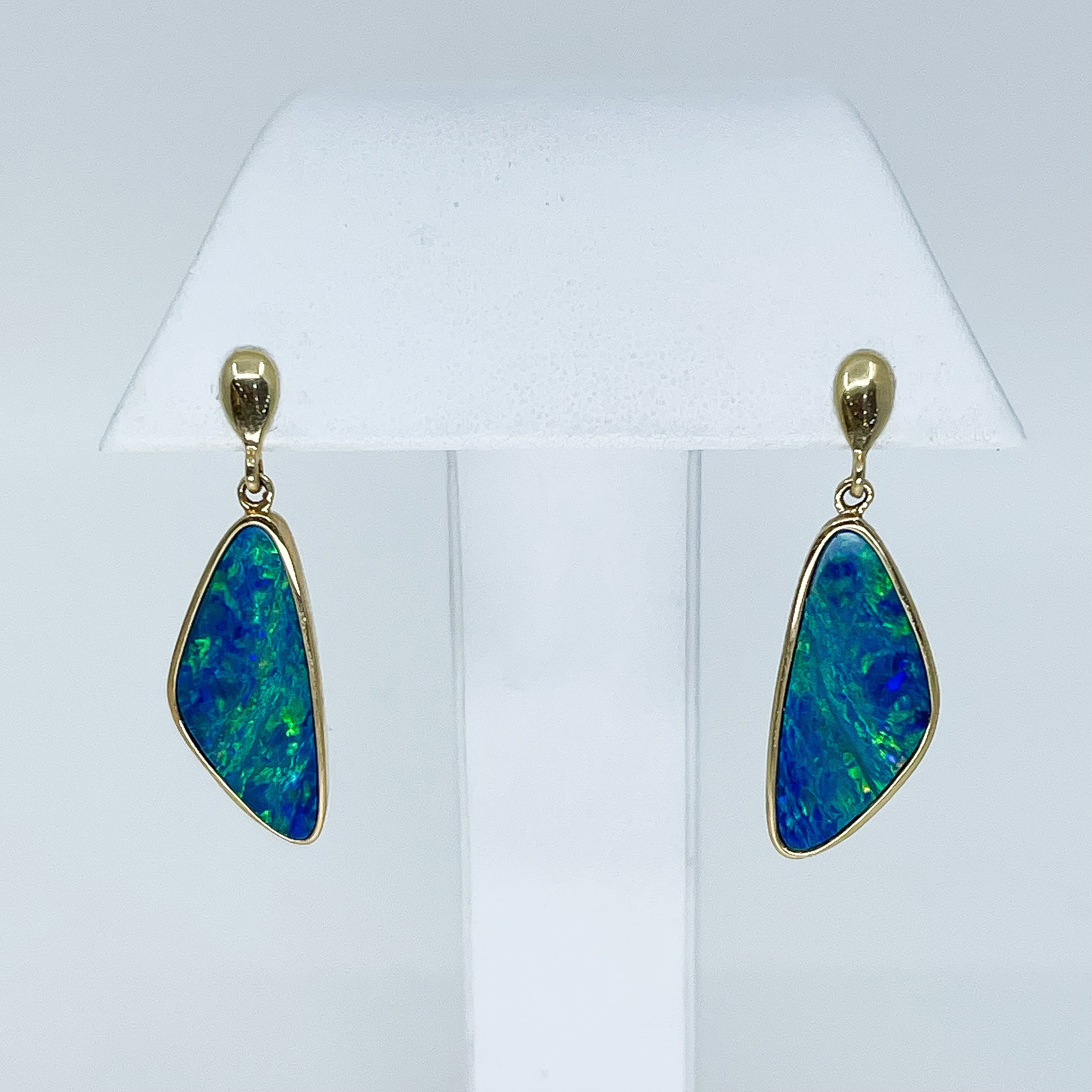 14ky Opal Doublet Post Dangle Earrings