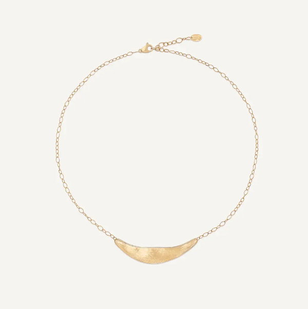 Closeup photo of 18K Yellow Gold Engraved "Smile" Necklace