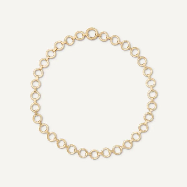 Closeup photo of 18K Yellow Gold Flat Link Collar Necklace