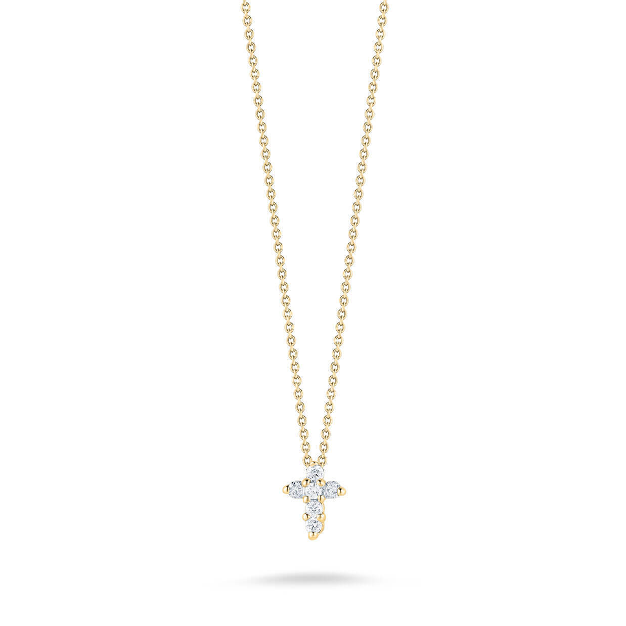 18k YG Baby Diamond Cross Necklace