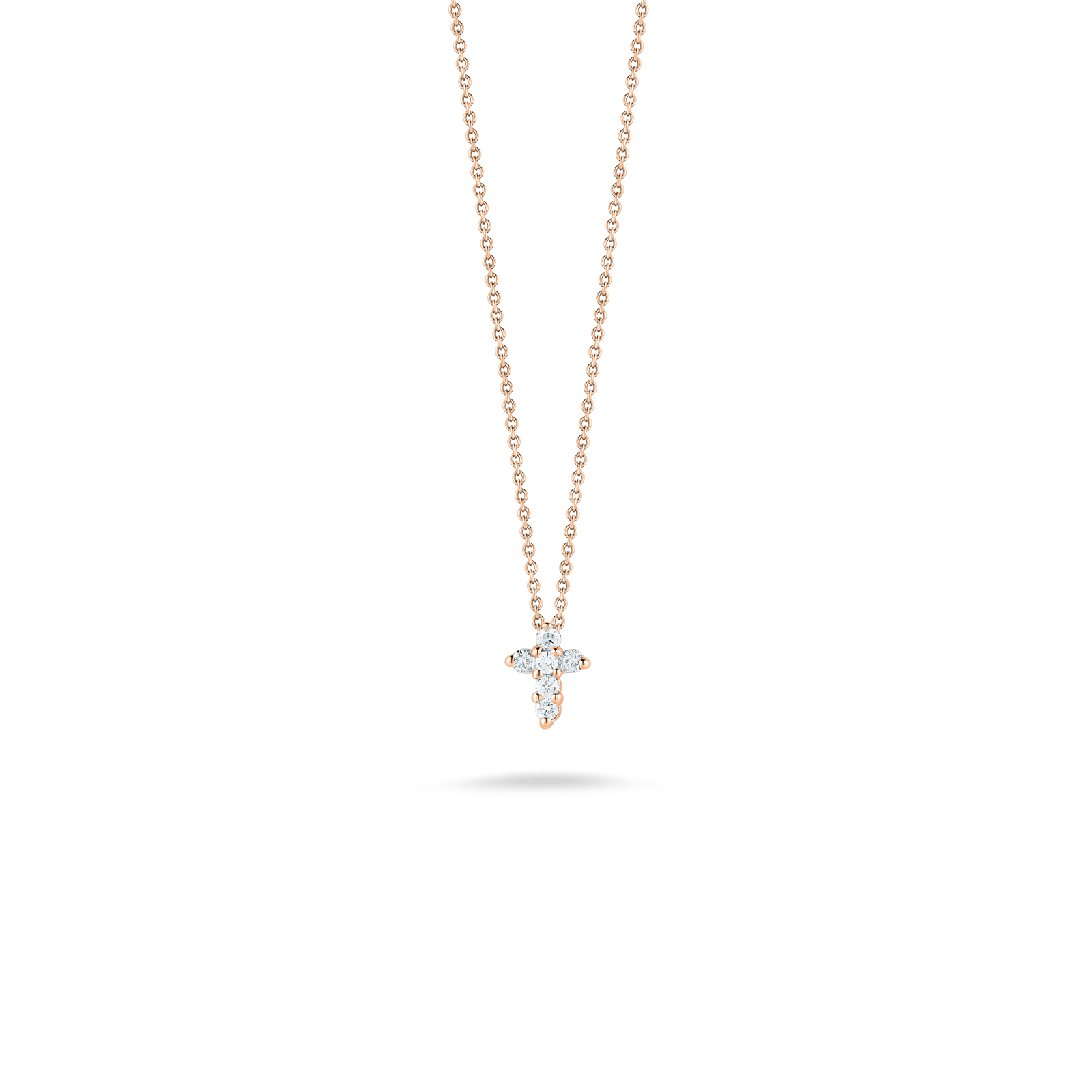 18K Rose Gold Baby Diamond Cross