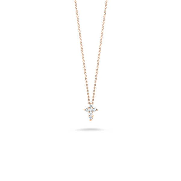 Closeup photo of 18K Rose Gold Baby Diamond Cross