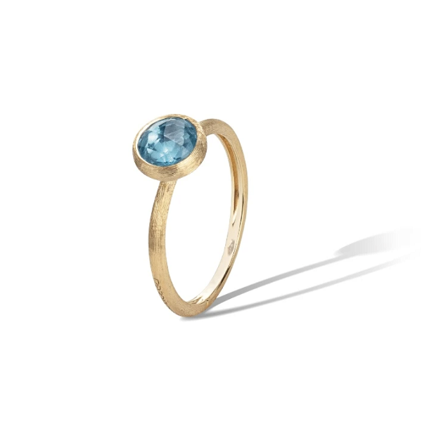 Closeup photo of 18K Yellow Gold & Blue Topaz Jaipur Stackable Ring