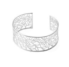 Leaf Sandblasted Sterling Silver Cuff Bracelet