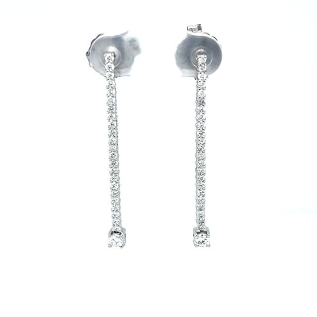 18KW Diamond Long Bar Post Earrings