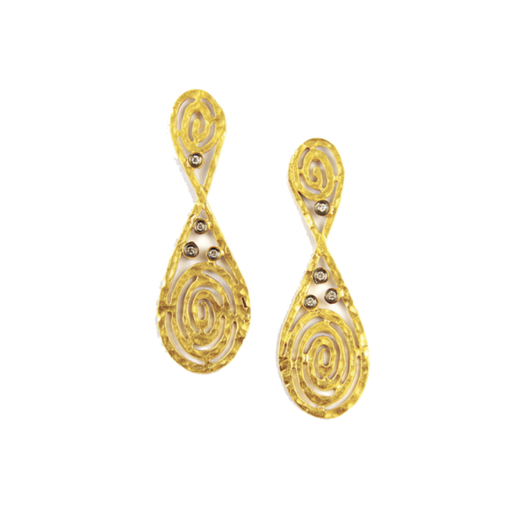 Closeup photo of Double Spiral Diamond Earrings