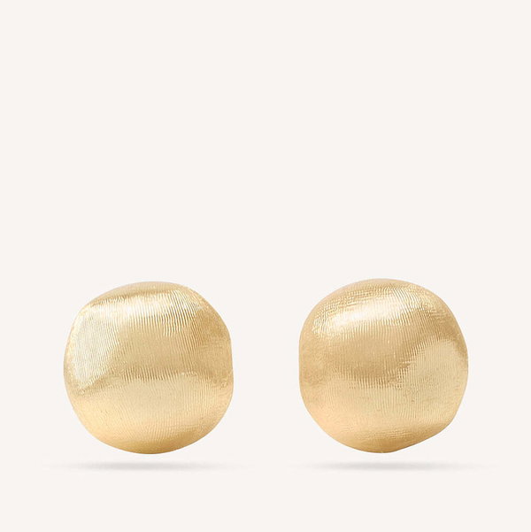 Closeup photo of 18K Yellow Gold Round Stud Earrings, Small