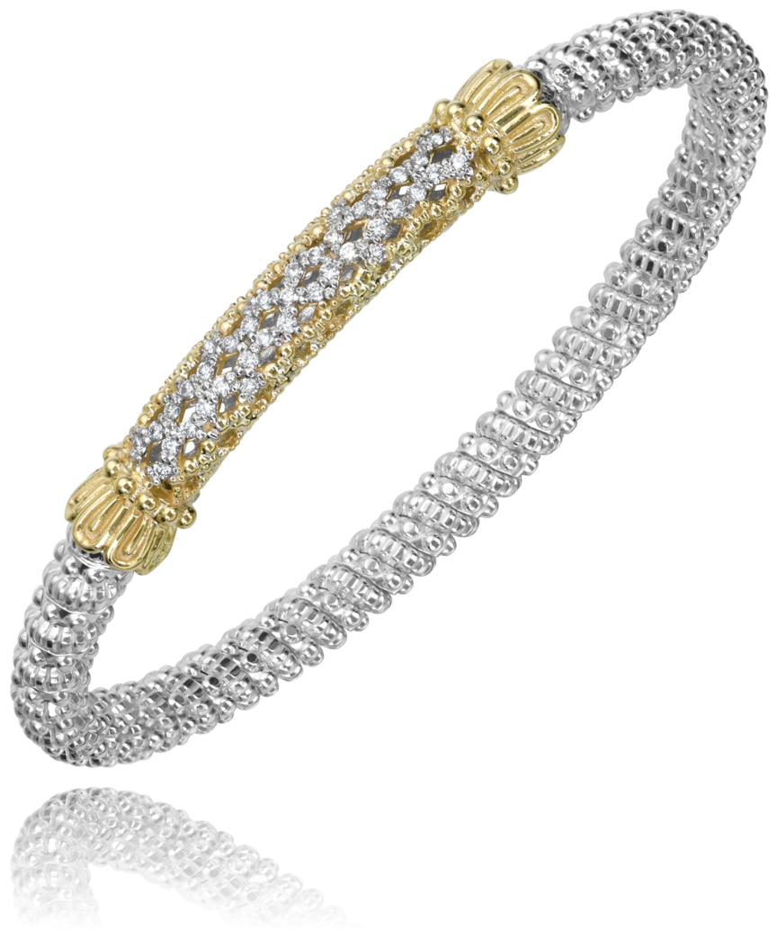 Vahan 4mm 14K YG and SS Closed Bracelet with Diamonds