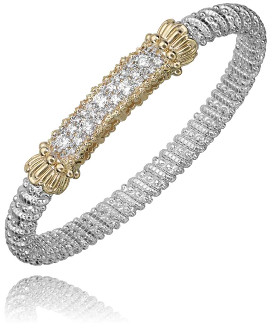 Vahan Diamond Closed Bracelet 6mm, 14K YG and SS