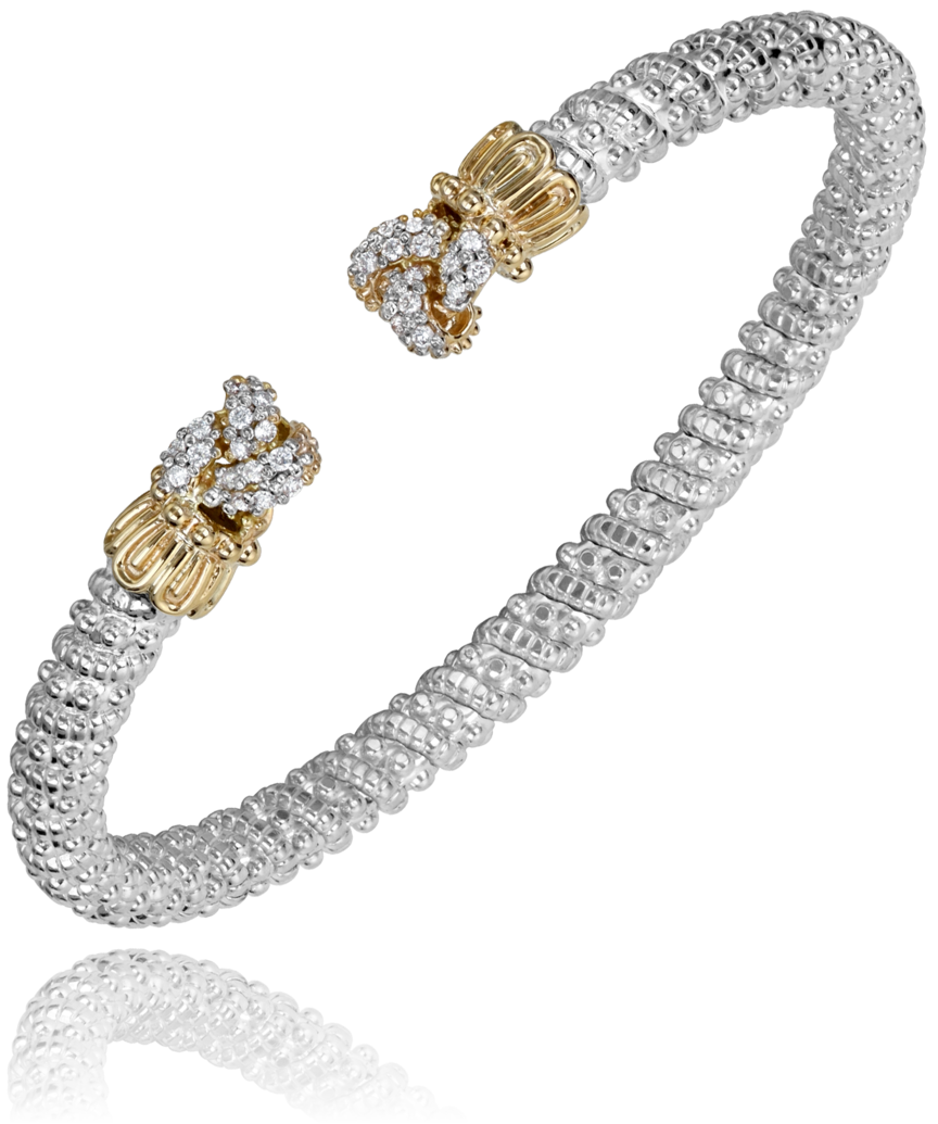 Vahan 4mm Twist Cuff 14k YG and SS with Diamonds