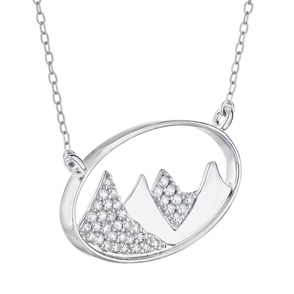 Diamond Oval Framed Mountain Necklace