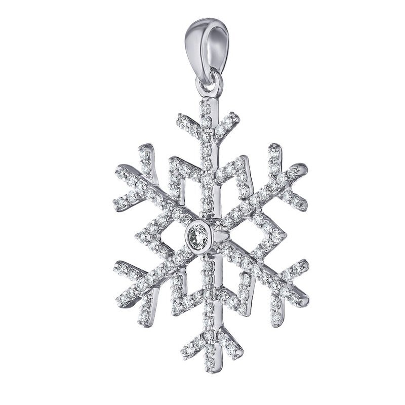 14K White Gold .40ct Diamond Snowflake Necklace 14K White Gold .40ct Diamond Snowflake Necklace