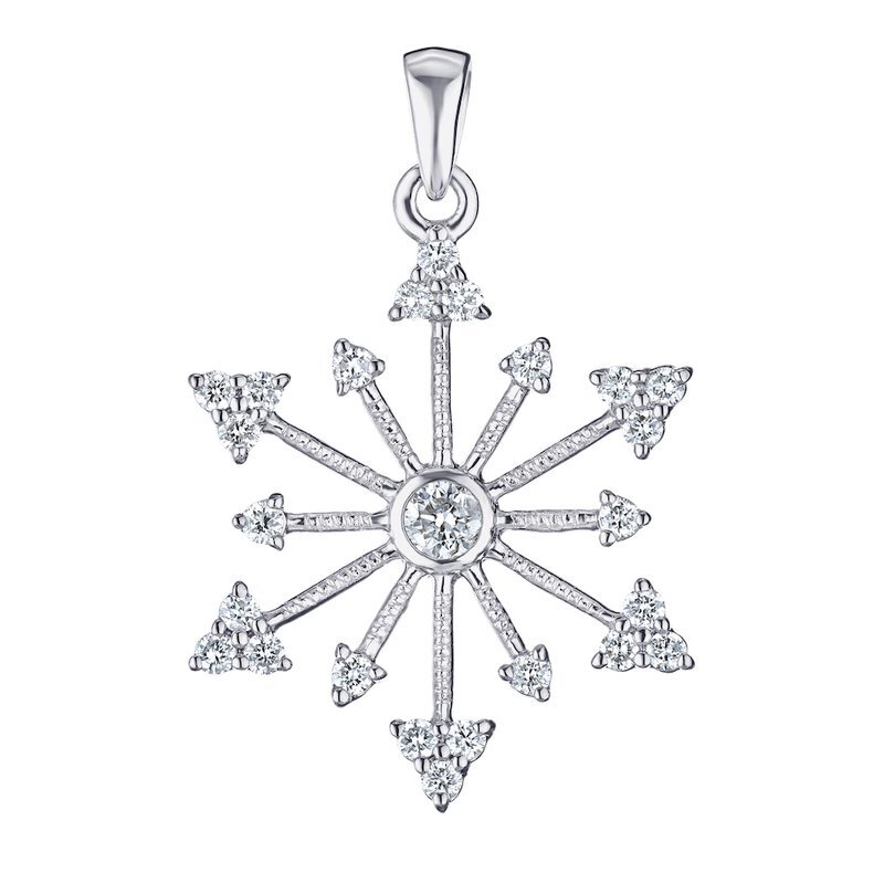 14kw .25ct Diamond Snowflake Pendant