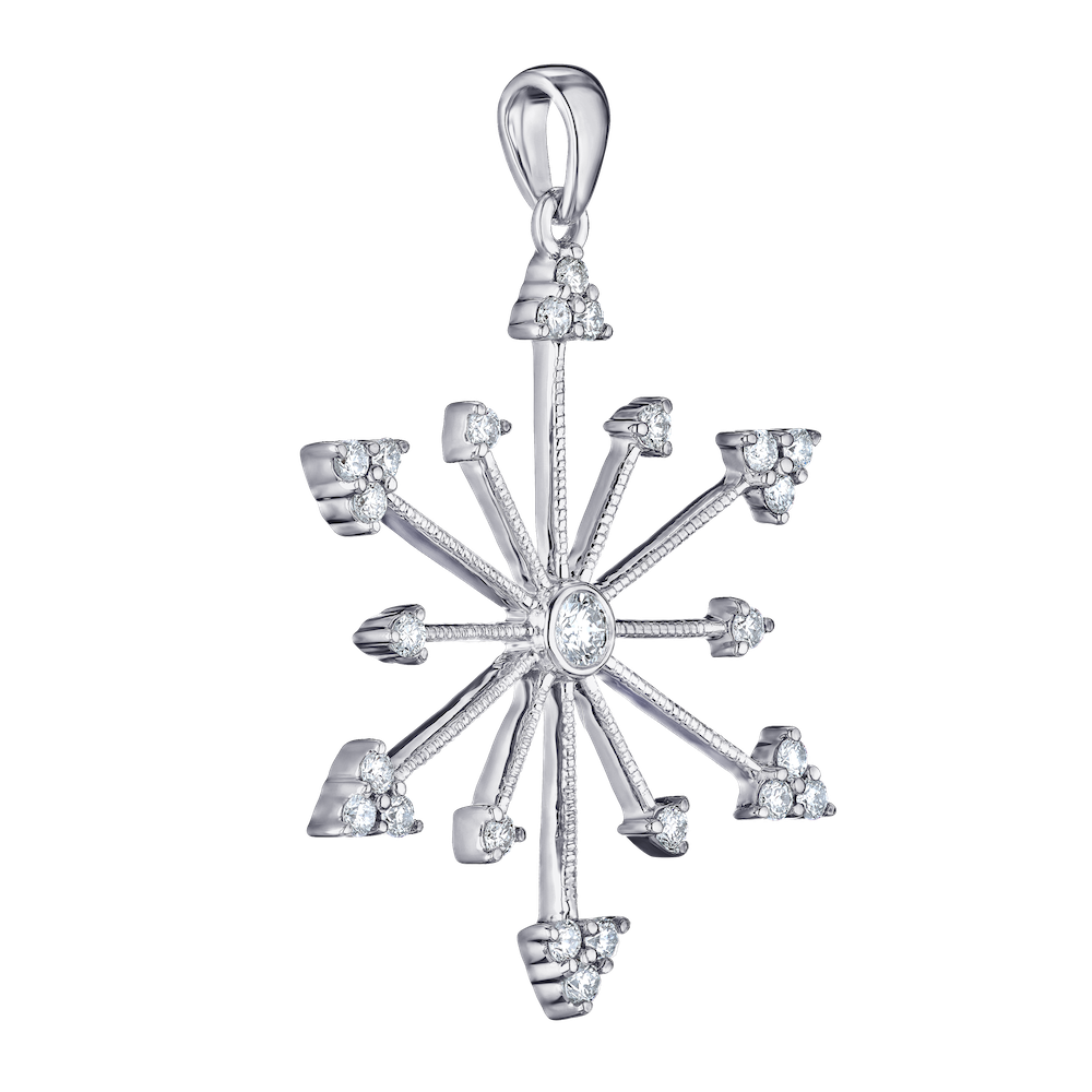 14kw .25ct Diamond Snowflake Pendant
