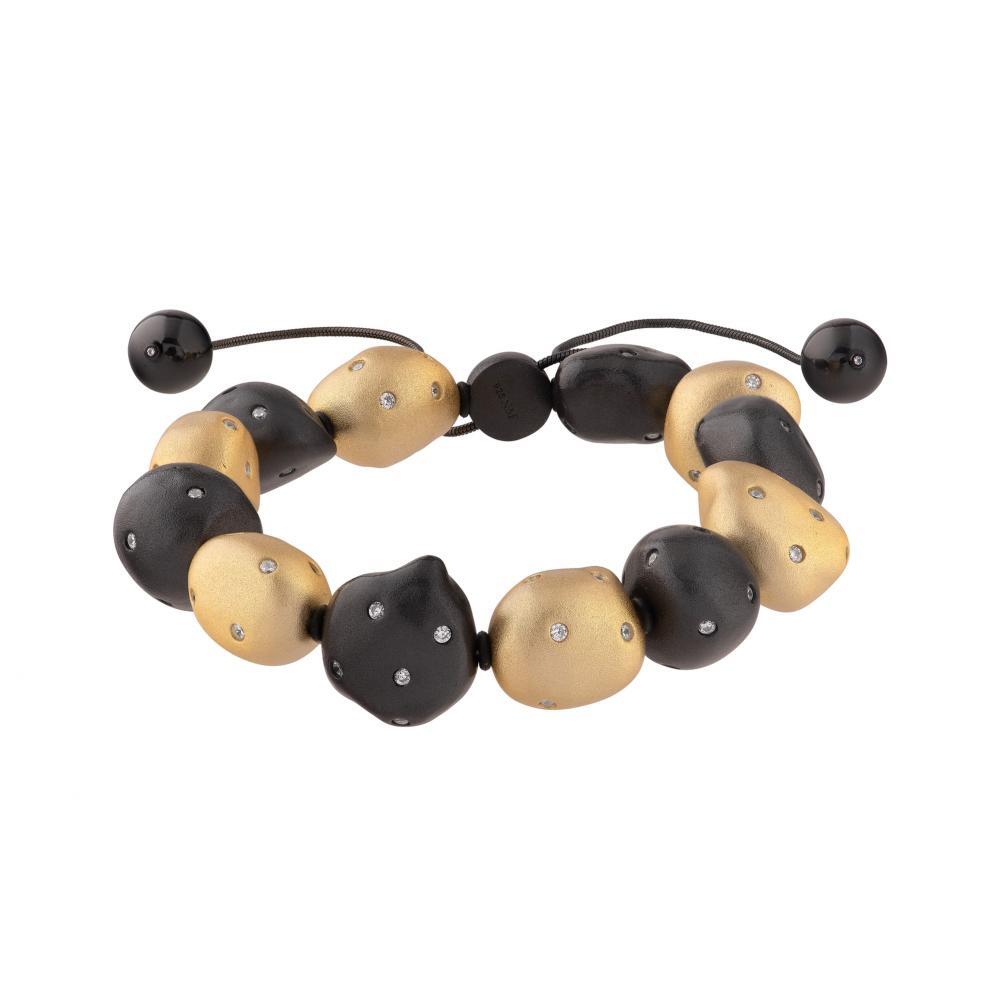 Roberto Bravo CZ Oxy and Gold Nugget Adjustable Bracelet