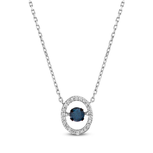 Closeup photo of 18kw .18ct Blue Diamond Salsa Collection Oval Pendant with .12ct White Diamond