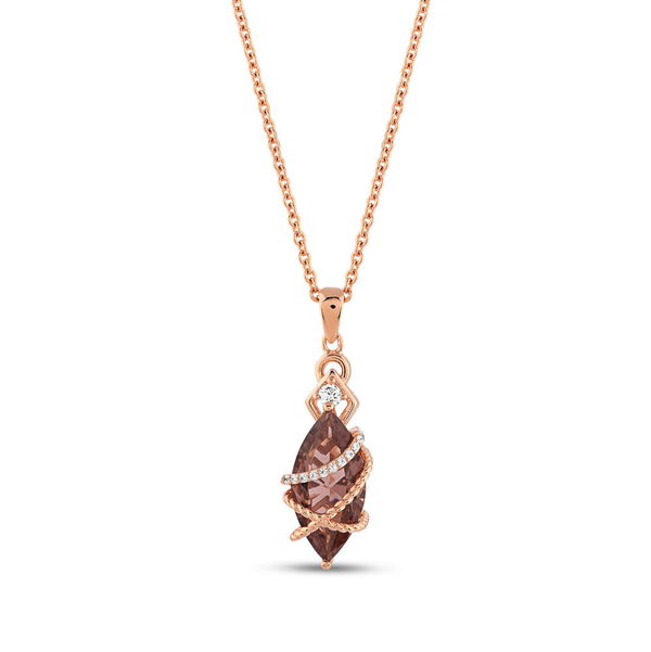 Closeup photo of Marquis Morganite CZ Rose Gold Pendant on 17”-19” Chain