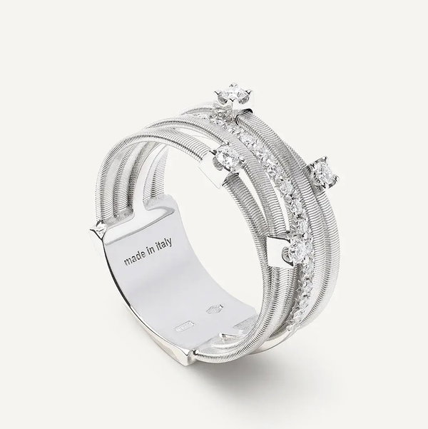 Closeup photo of 18K White Gold 5-Strand Ring with Diamonds