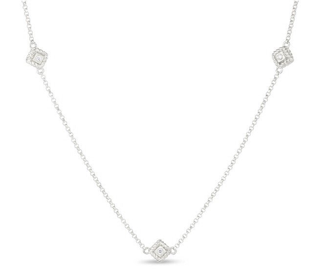 Palazzo Ducale Satin Tile Three-Station Necklace 18K Gold with Diamonds