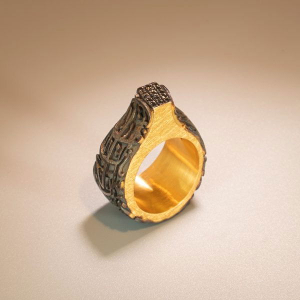 Iced Diamond Poetry “But You” Sterling Silver and Gold Ring