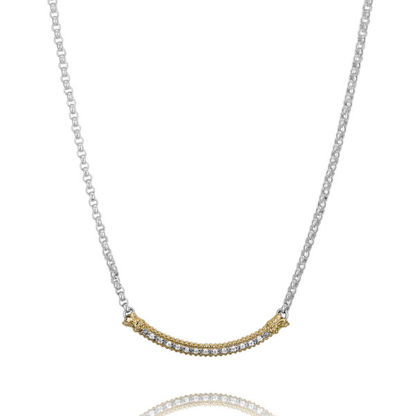Closeup photo of Vahan 14k YG & SS Necklace with Diamonds 17"