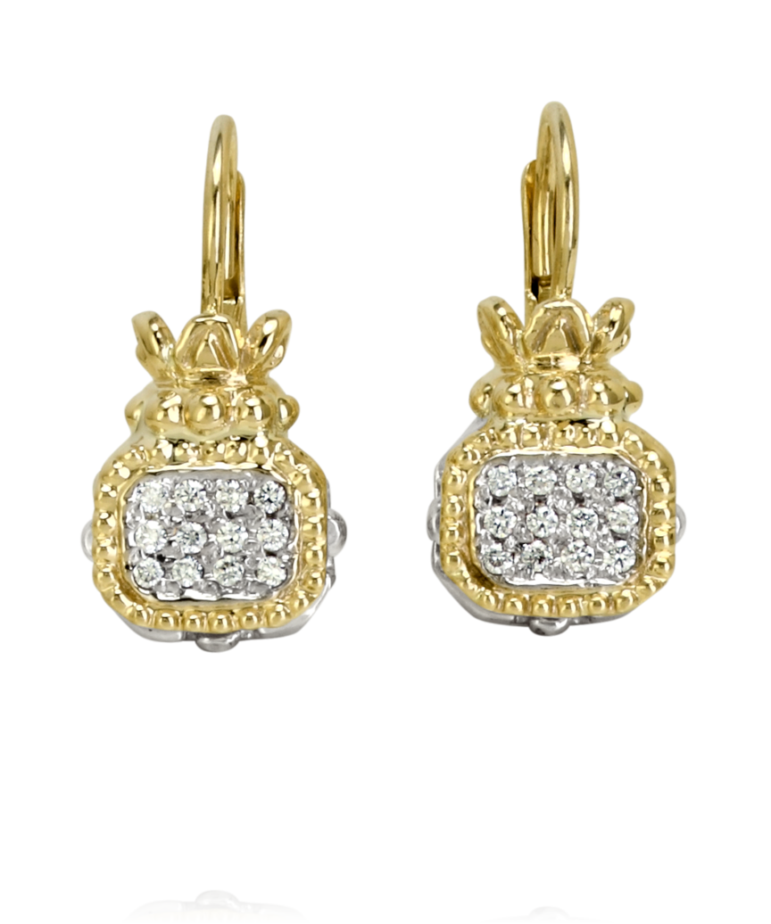 Vahan 14k YG & SS Diamond Earrings