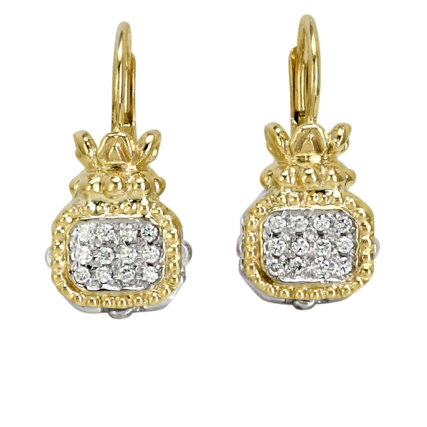 Closeup photo of Vahan 14k YG & SS Diamond Earrings