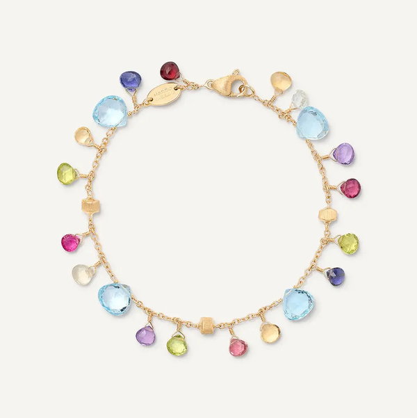 Closeup photo of 18K Yellow Gold Single-Strand Gemstone Bracelet, Topaz Accents