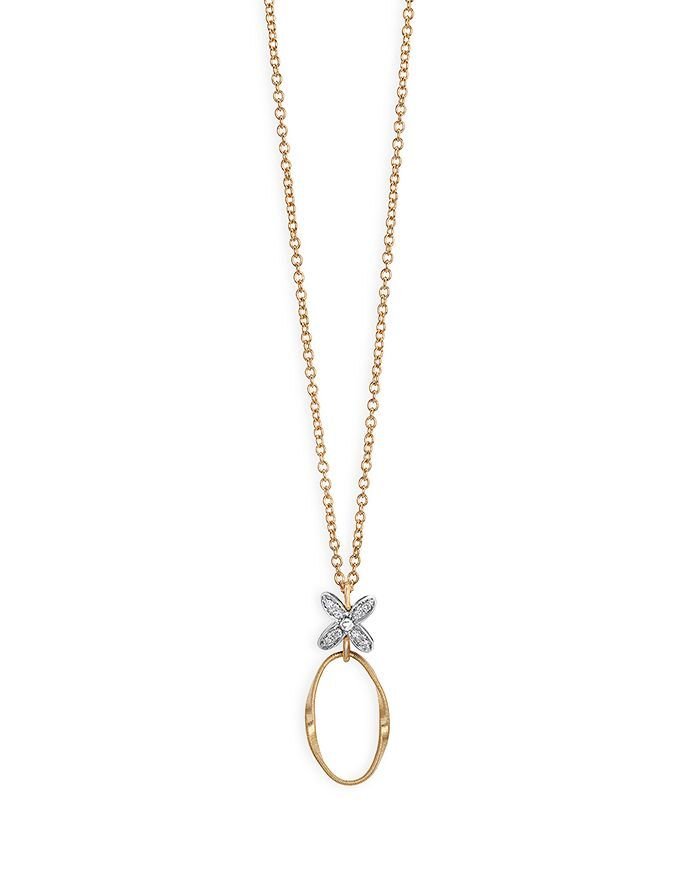 Marrakech Onde Nollection 18k YG & WG Necklace with Diamond Flower