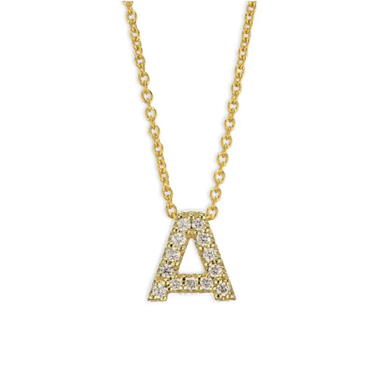 18K YG Love Letter 'A' Necklace with Diamonds