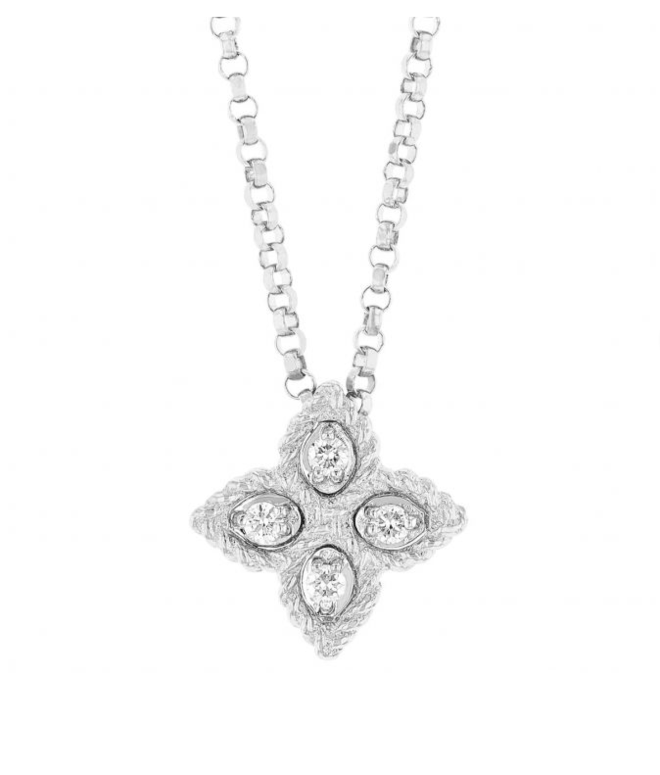 18K WG Diamond Princess Flower Necklace