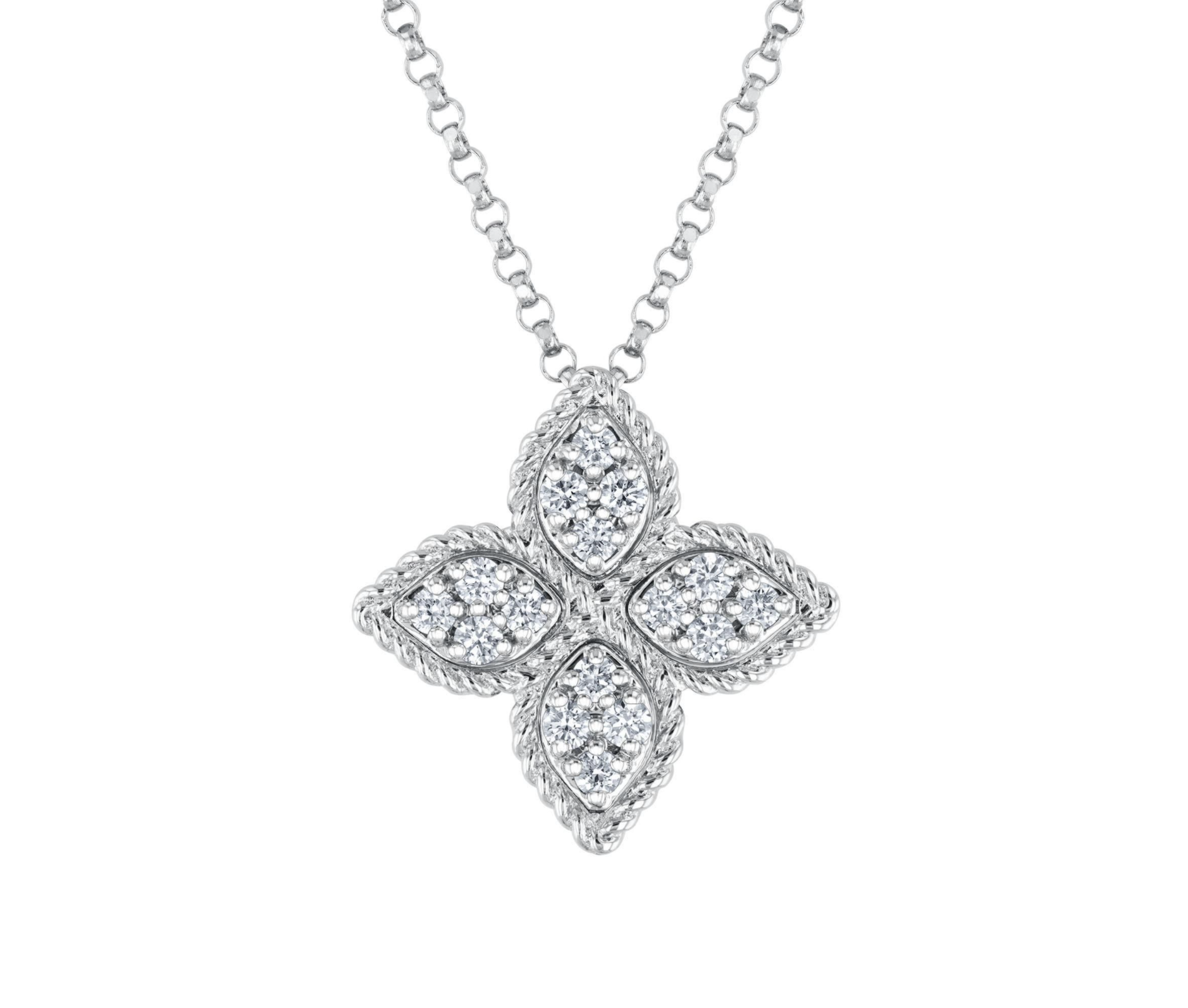 18K WG Princess Flower Necklace with Diamonds
