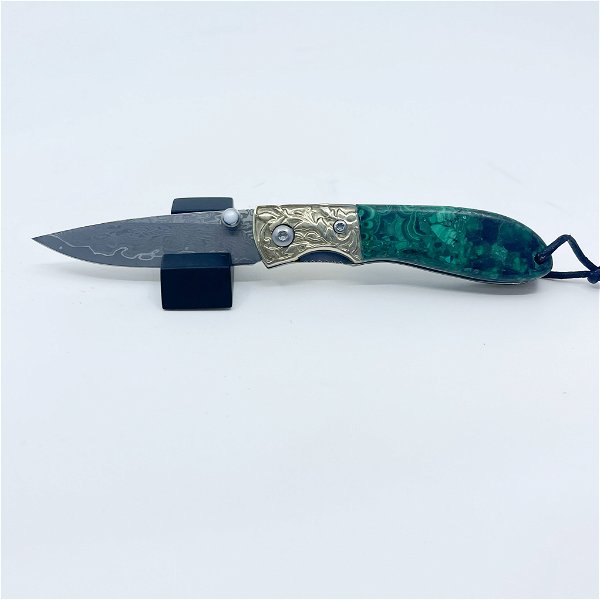 Closeup photo of Malachite Handle Folding Knife