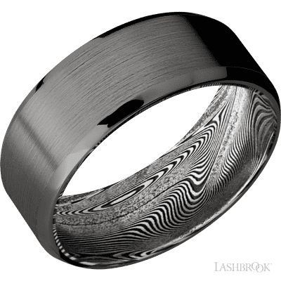 8 mm wide Beveled Tantalum Noir band featuring a Tightweave sleeve