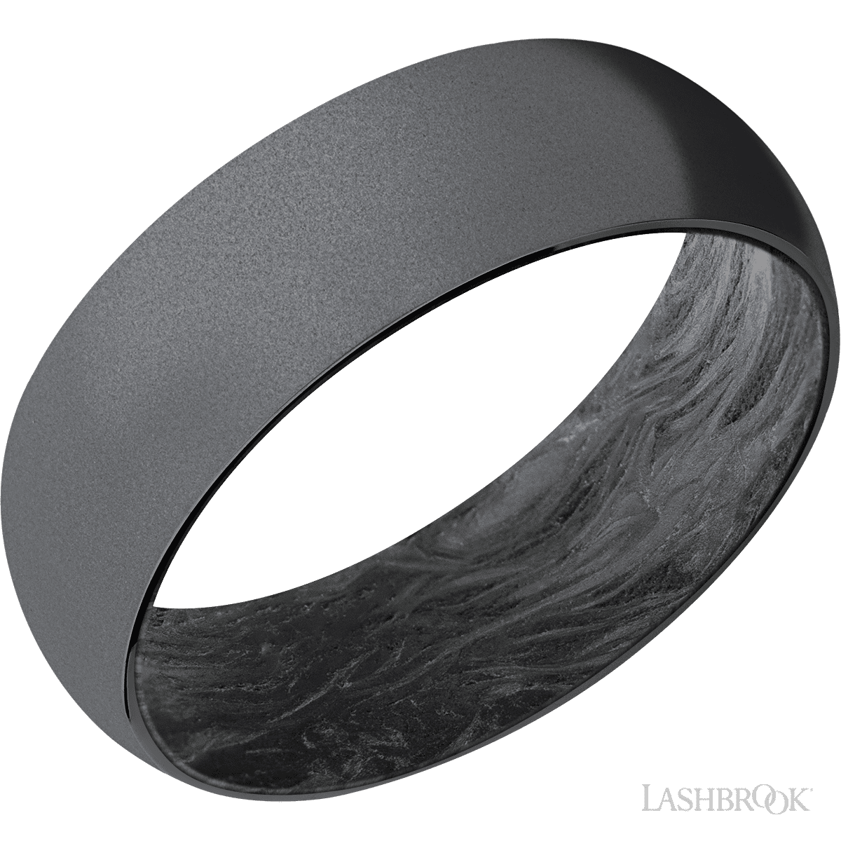 7 mm wide Domed Tantalum band featuring a Forged Carbon Fiber sleeve