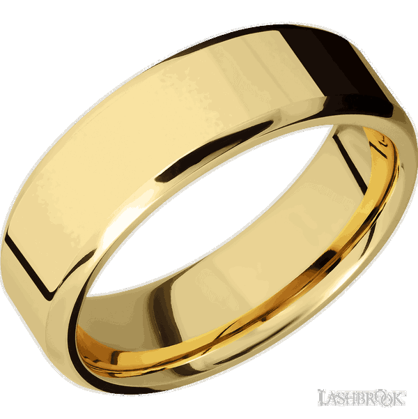 Closeup photo of 14K YG Beveled Men's Band
