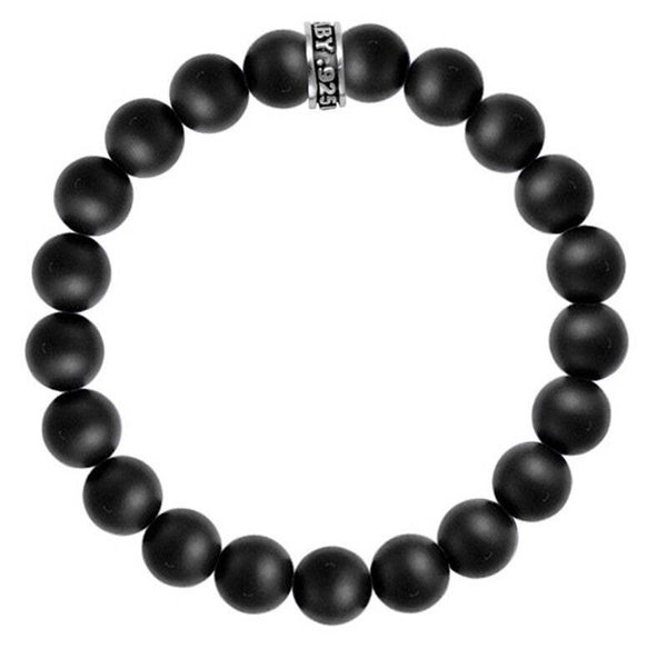 Closeup photo of 10mm Onyx Bead Bracelet